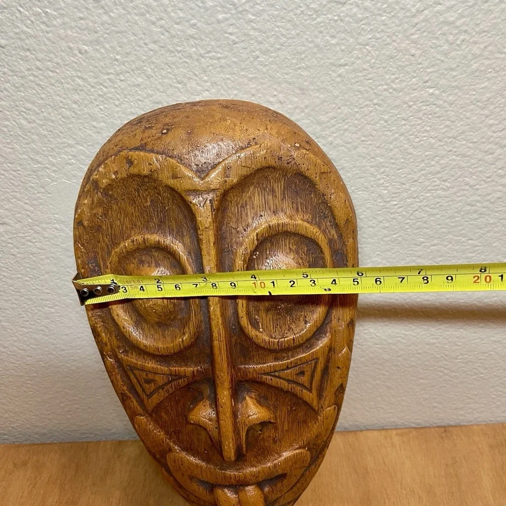 Vintage‎ Ethnic Mask Native Tribal Heavy Back Hanger Faux Wood Grain Design